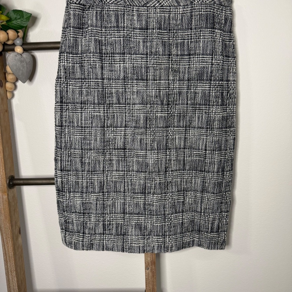 Banana Republic Plaid Pencil Skirt Black White Business Casual Women's Size 10 - Picture 3 of 8